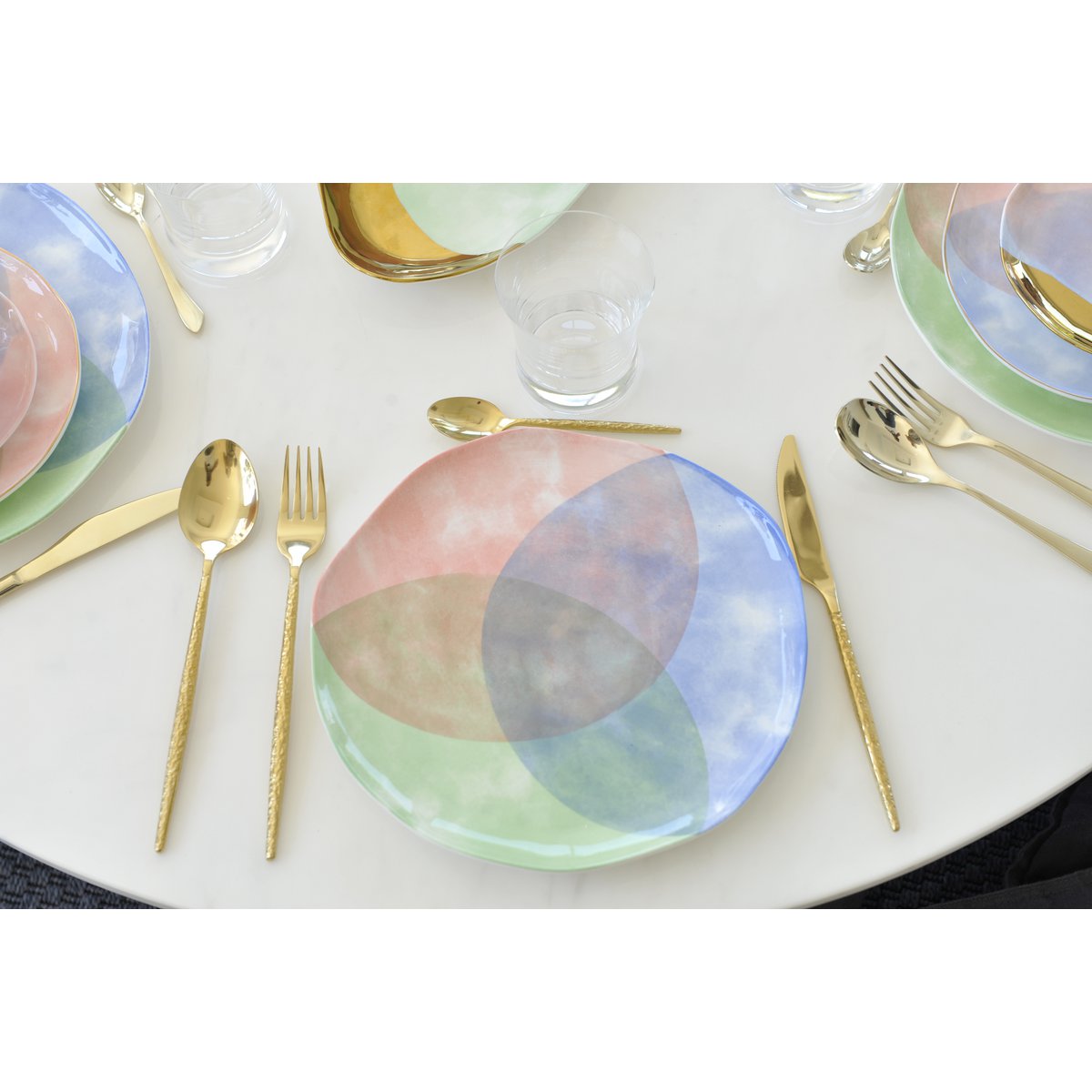Aulica Tricolore Bord Ø26 cm – Porselein Multicolor |woon-meubel.nl