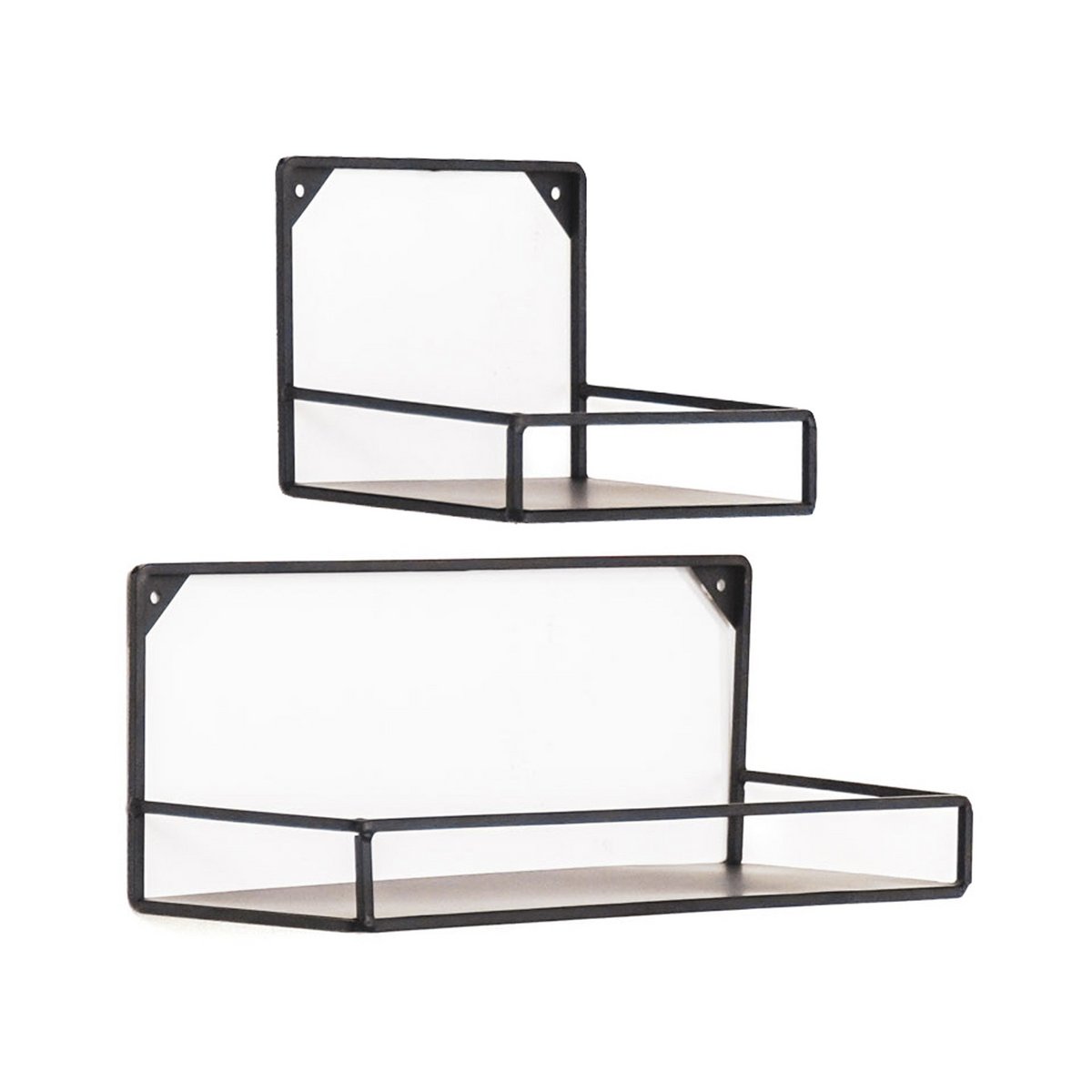Wandplanken Set van 2 – Metaal Zwart – 20x16 & 40x16 cm