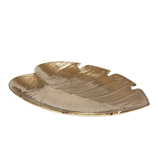 Gouden Tropisch Serveerblad van Keramiek – 31 x 23 x 3,8 cm