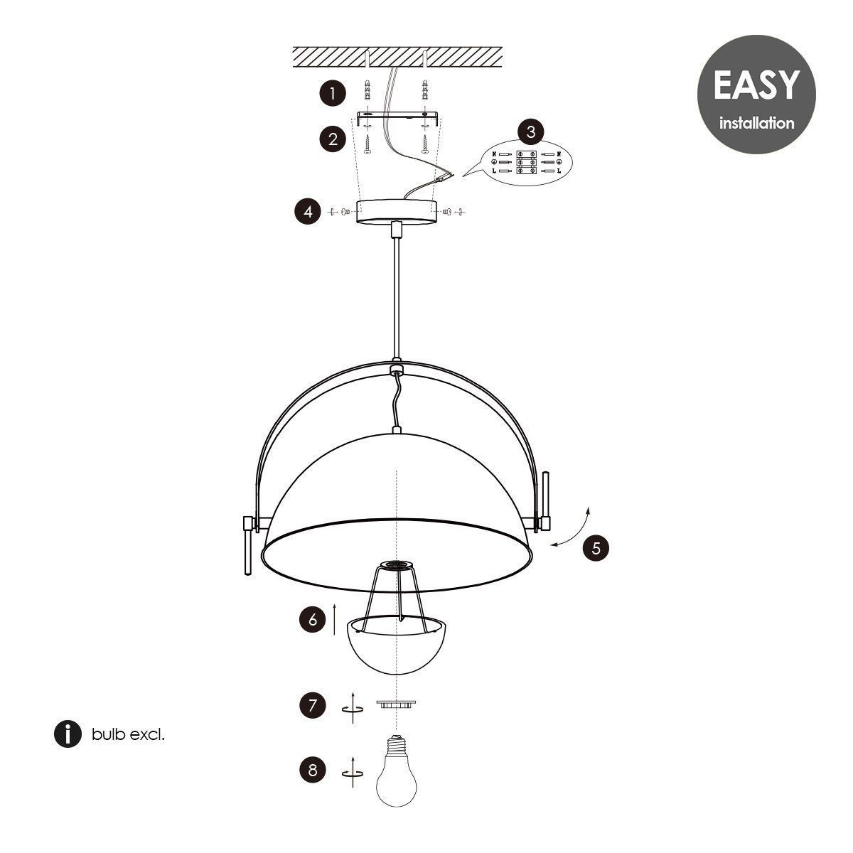 Pendant lamp Fabriq Bow - White - 50x50x148cm
