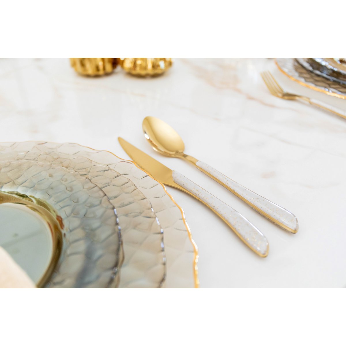 Aulica 24-delige Gouden Bestekset met Glittermouwen