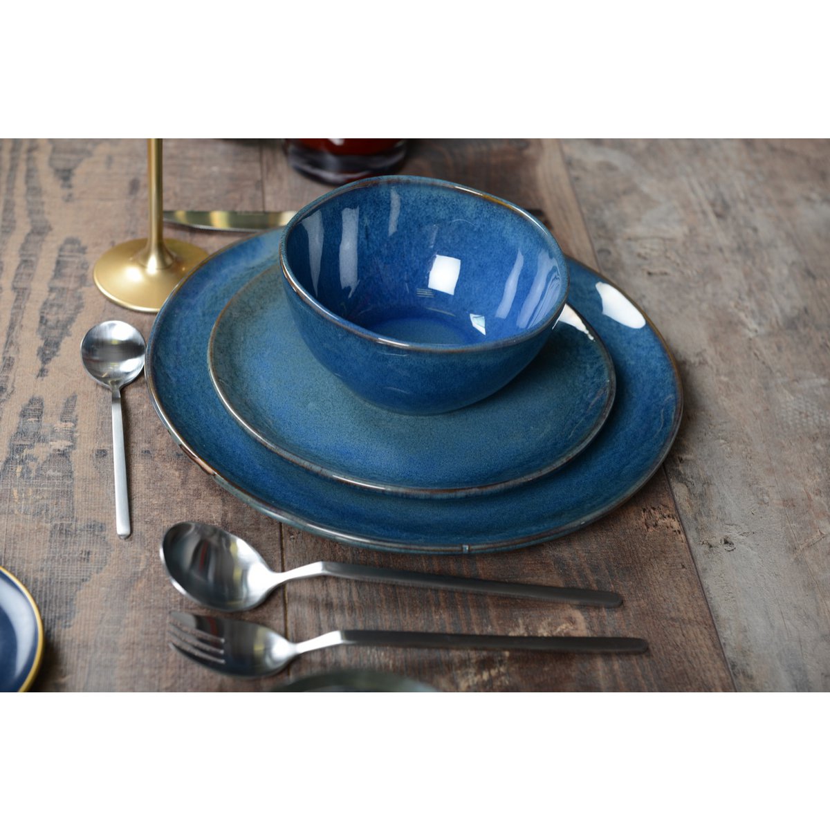 Aulica Blauwe diner bord – Rond Keramiek 28,5 cm | woon-meubel.nl
