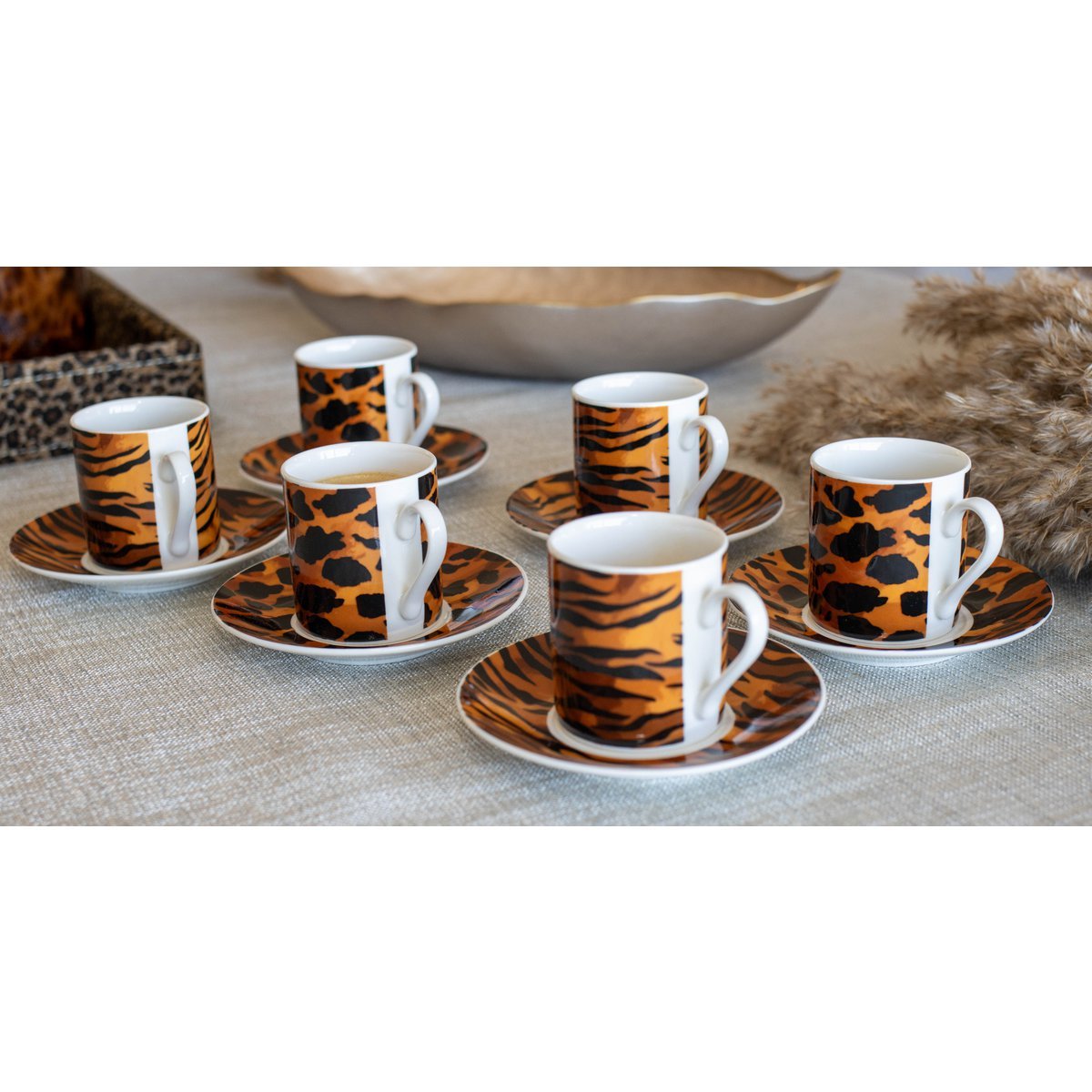 Safari Koffiekopjes (Set van 6) – met schotels |woon-meubel.nl