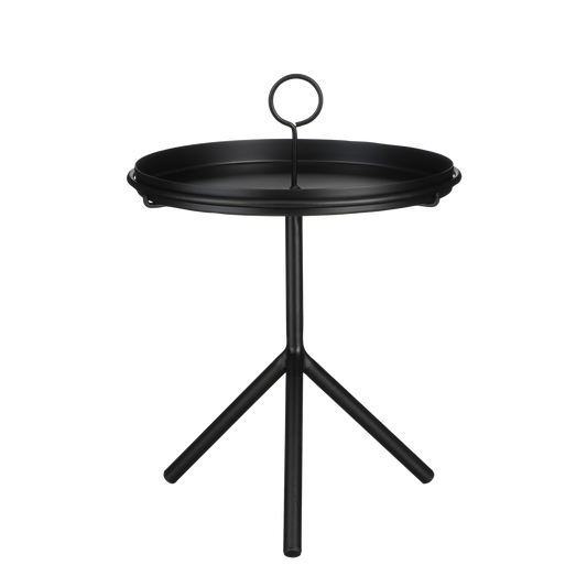 Aston Bijzettafel met Afneembaar Dienblad - H40 x Ø31 cm, Zwart|woon-meubel.nl