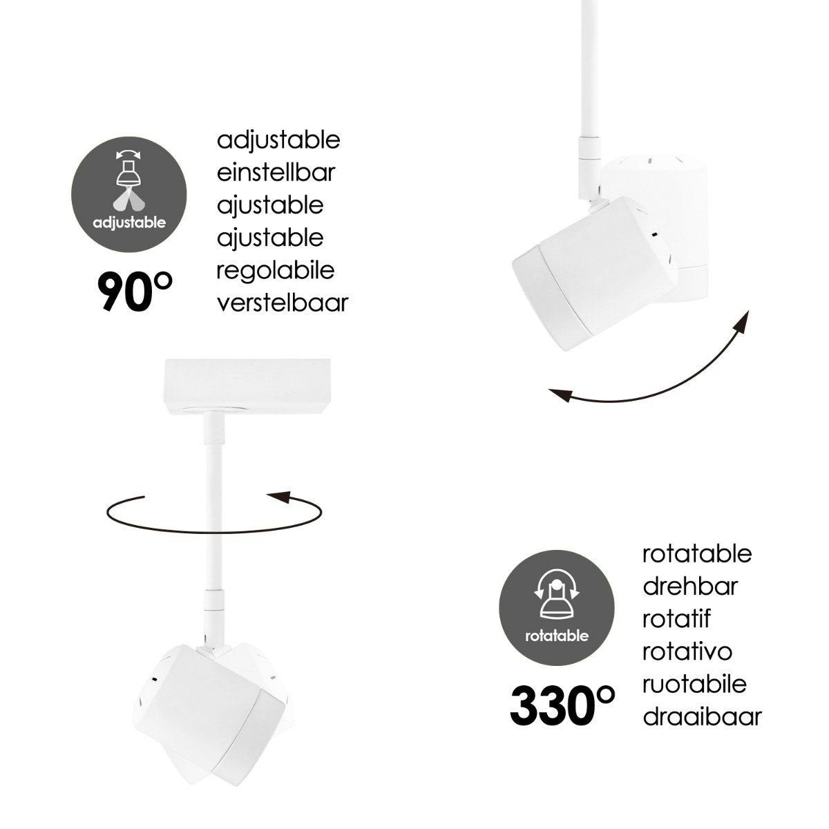 LED Surface-mounted spotlight Manu - incl. dimmable LED lamp - white