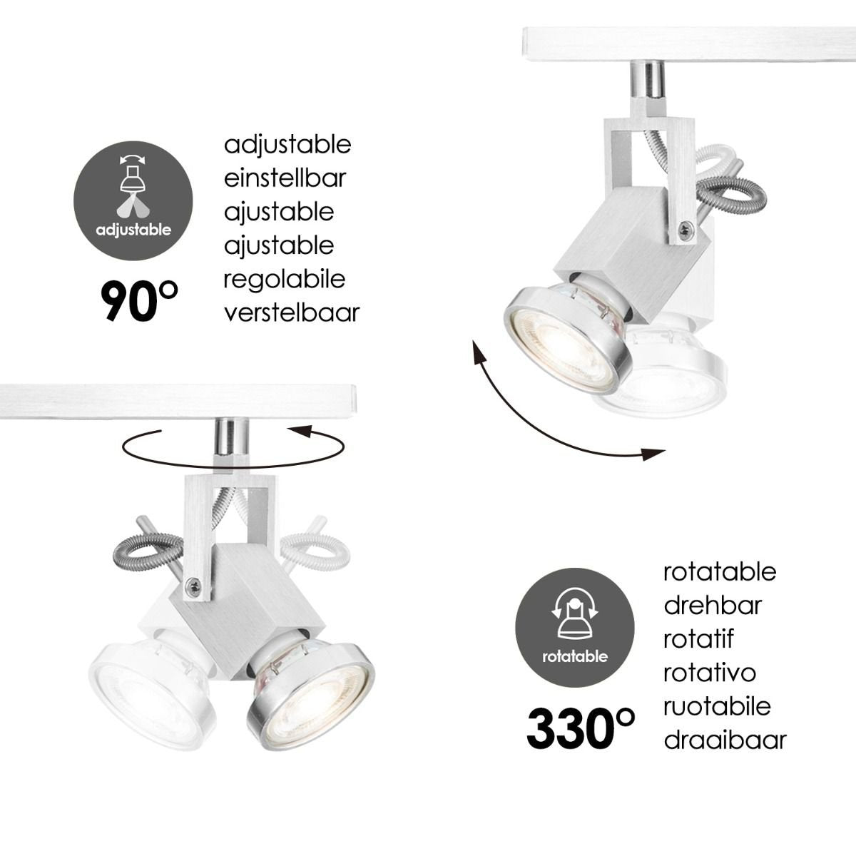 LED Surface-mounted spotlight Cali 4 - incl. dimmable LED lamp - steel