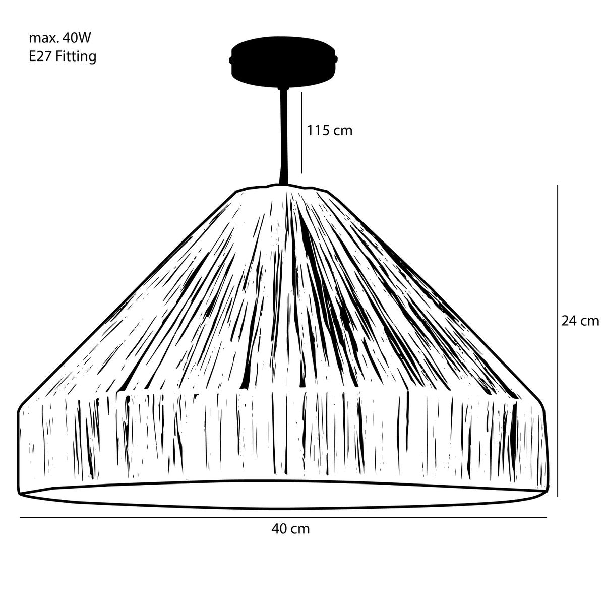 Elisa Hanglamp Lichtbruin Raffia - H24 x Ø40 cm |woon-meubel.nl