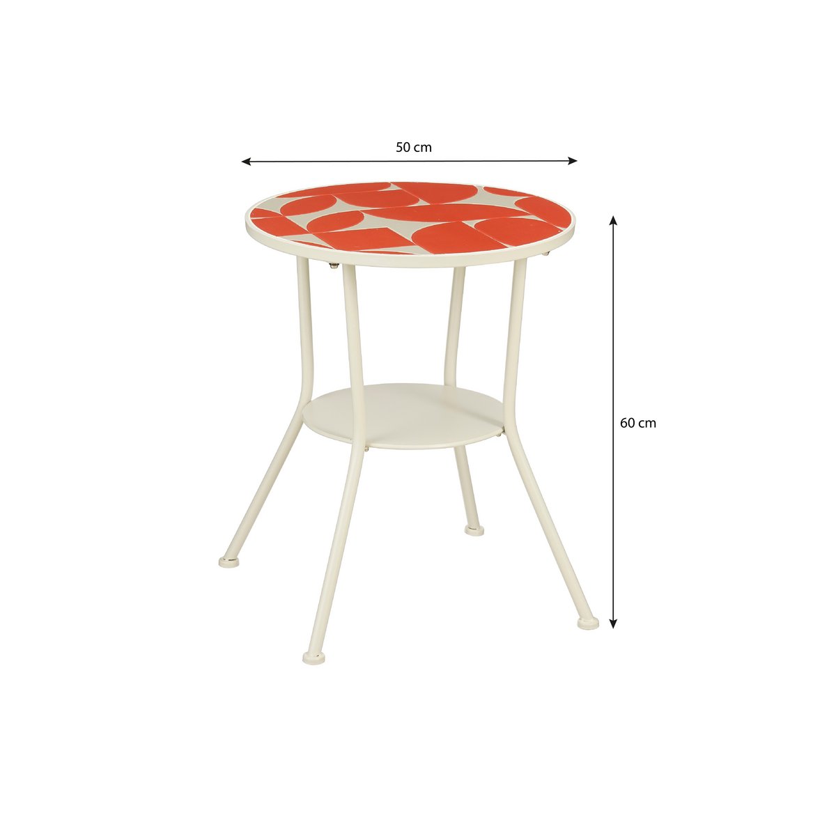 Bologna Bijzettafel Buiten Rood - Metaal - H60 x Ø50 cm |woon-meubel.nl