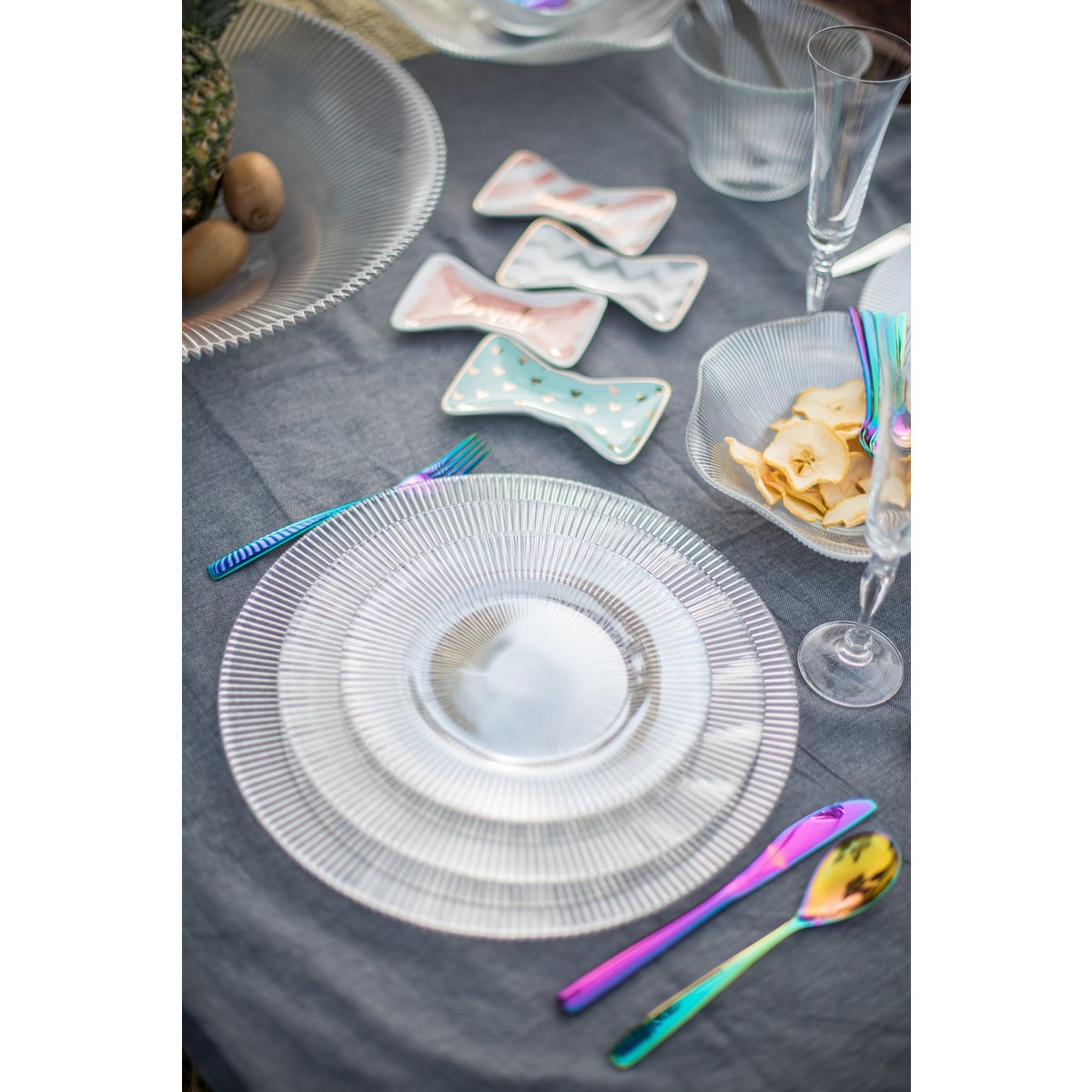 AULICA Luce White Dessertbord 21 cm – Glazen Winterbord | woon-meubel.nl