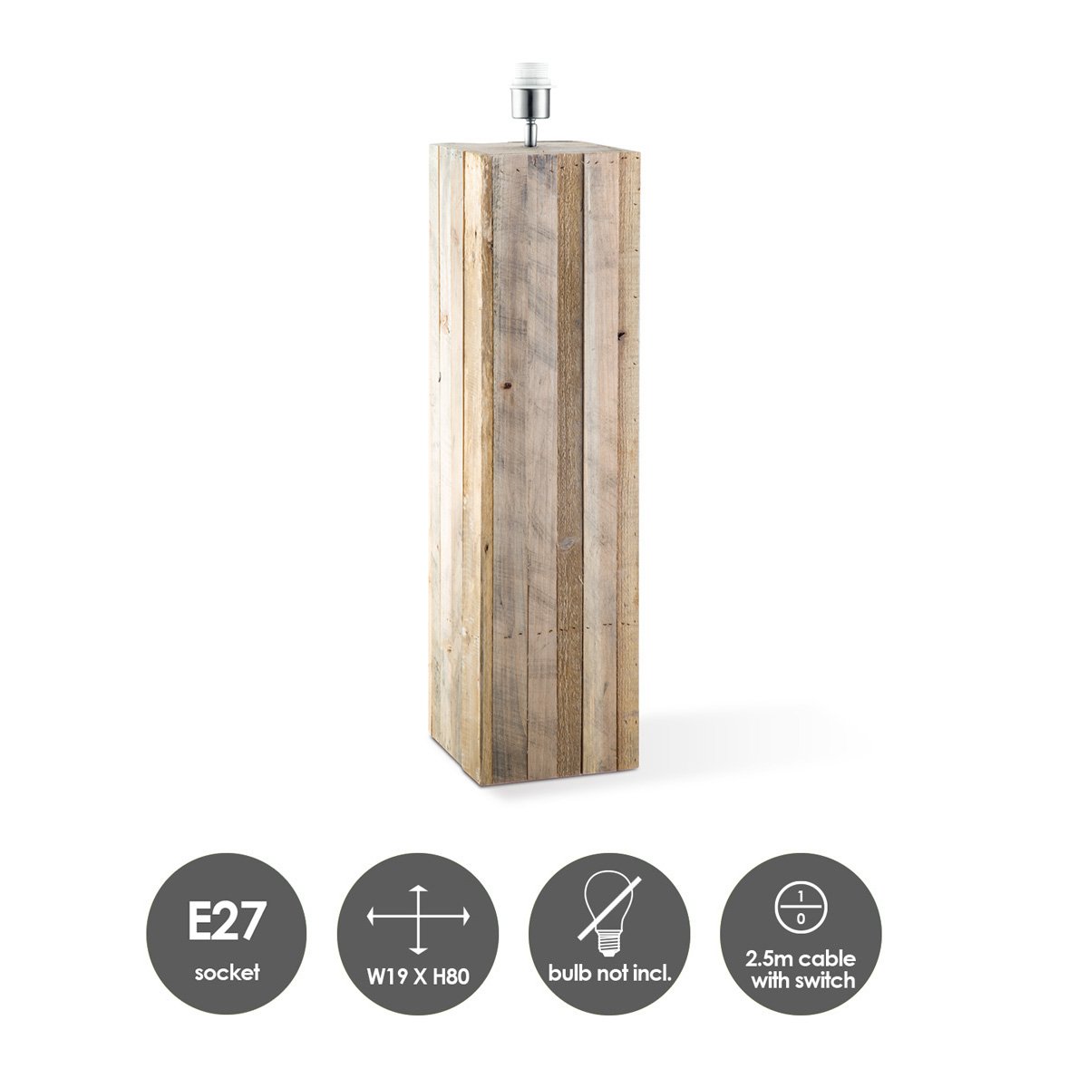 Tafellamp voet Luxor 19/19/78cm - natuurlijk |woon-meubel.nl