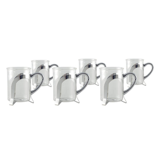 Glazen bekers met zilveren metalen decoratie - set van 2