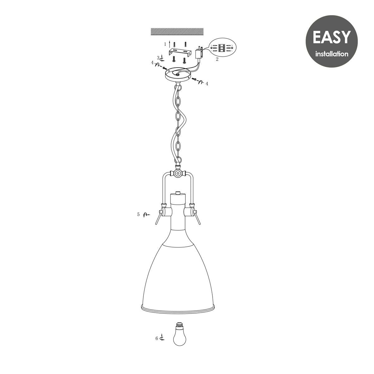 Hanging lamp Dive - chrome - 28.5x29x140cm