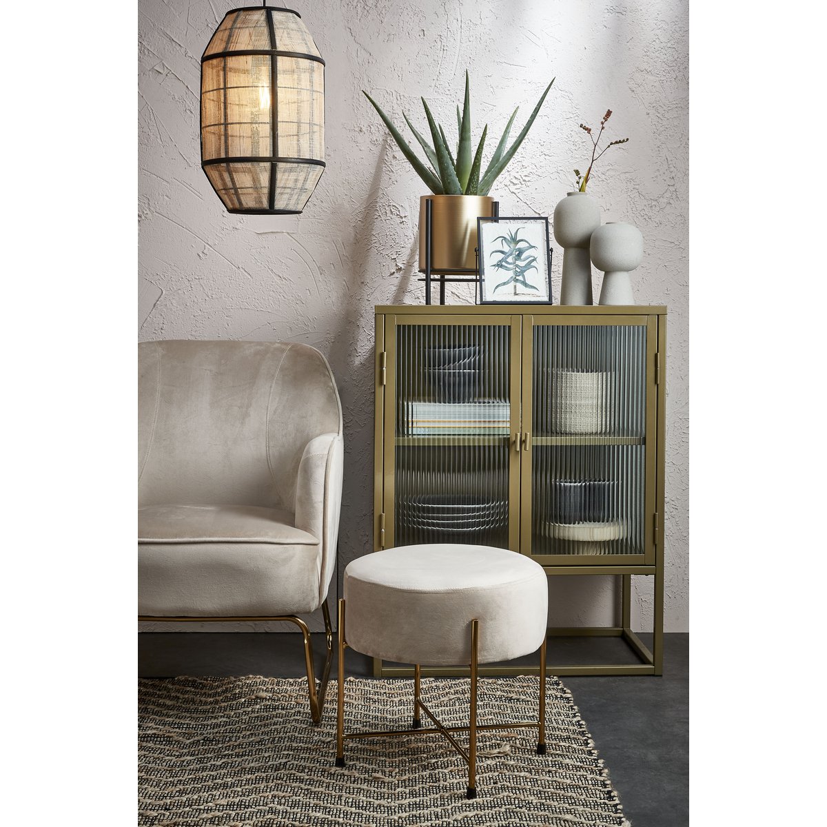 Pella Hanging Lamp - H46 x Ø29 cm - Linen - Off White