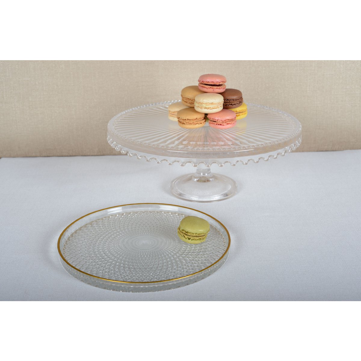 Glazen taartplaat met voet 32x32x12 cm – Aulica – stijlvol dessertgerecht