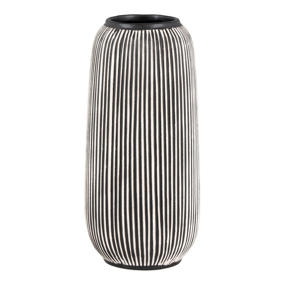 Vase - Ceramic vase, black/white, round, Ø9.5x20 cm