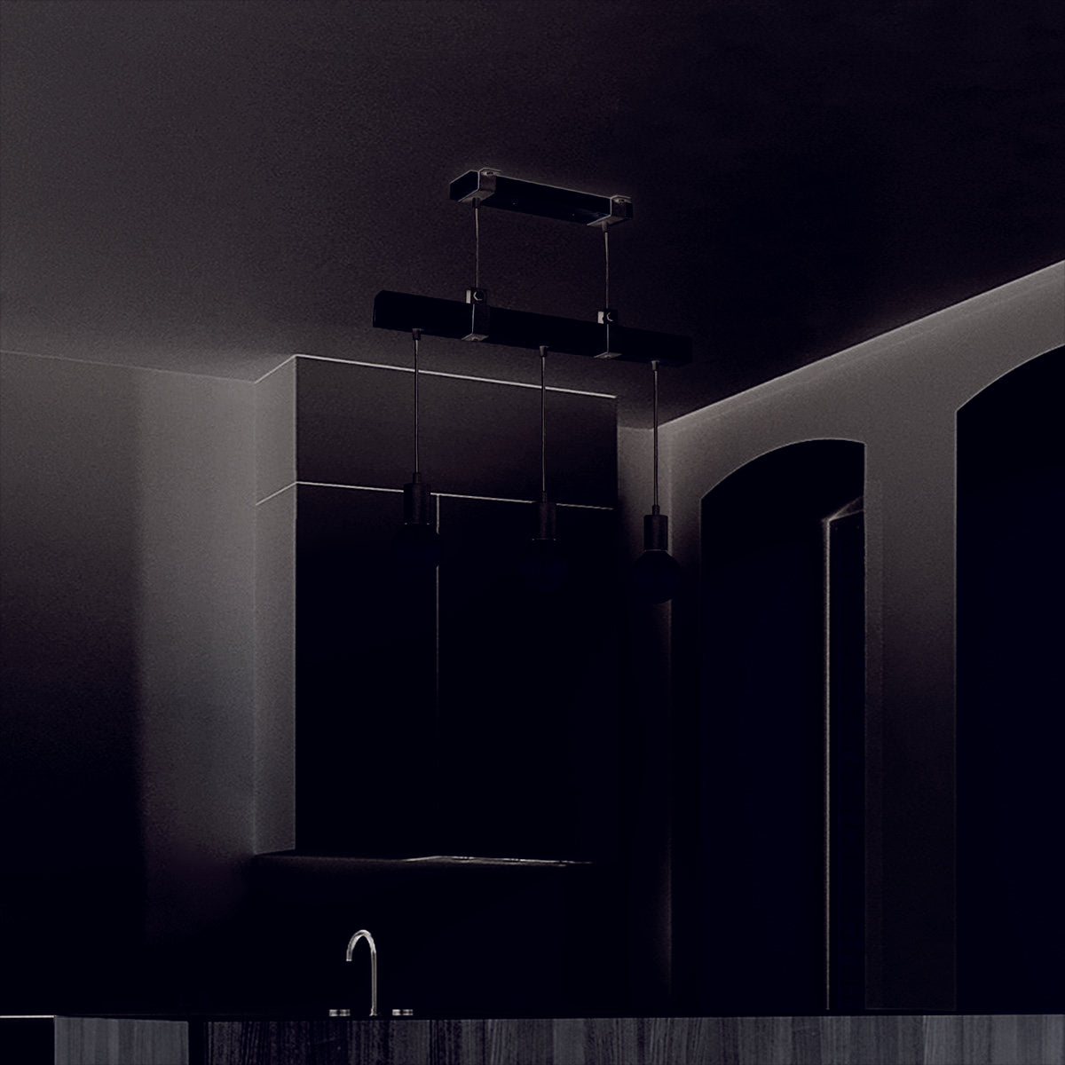 Denton pendant lamp - wood - 60x14x128cm