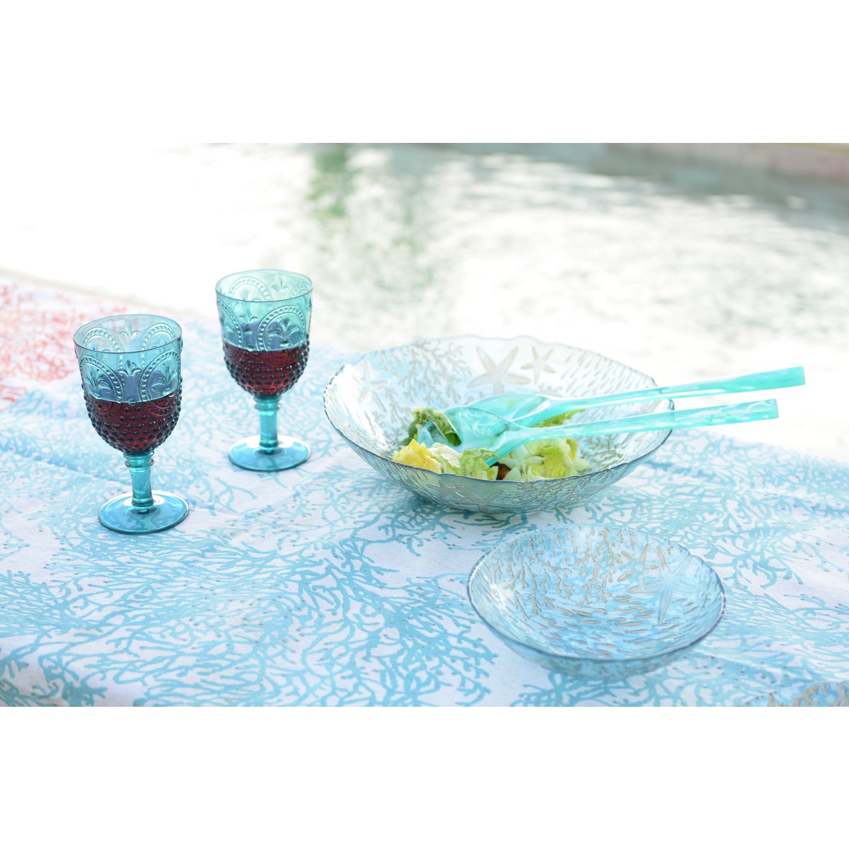 Blauwe Zeeglas Saladekom Ø33cm – Aulica | woon-meubel.nl