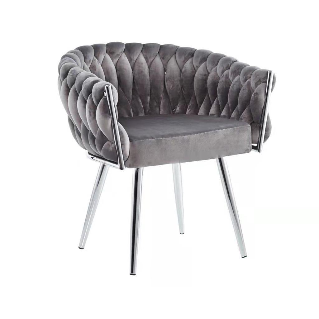 Eva Chair Velvet grijs weefpatroon|woon-meubel.nl