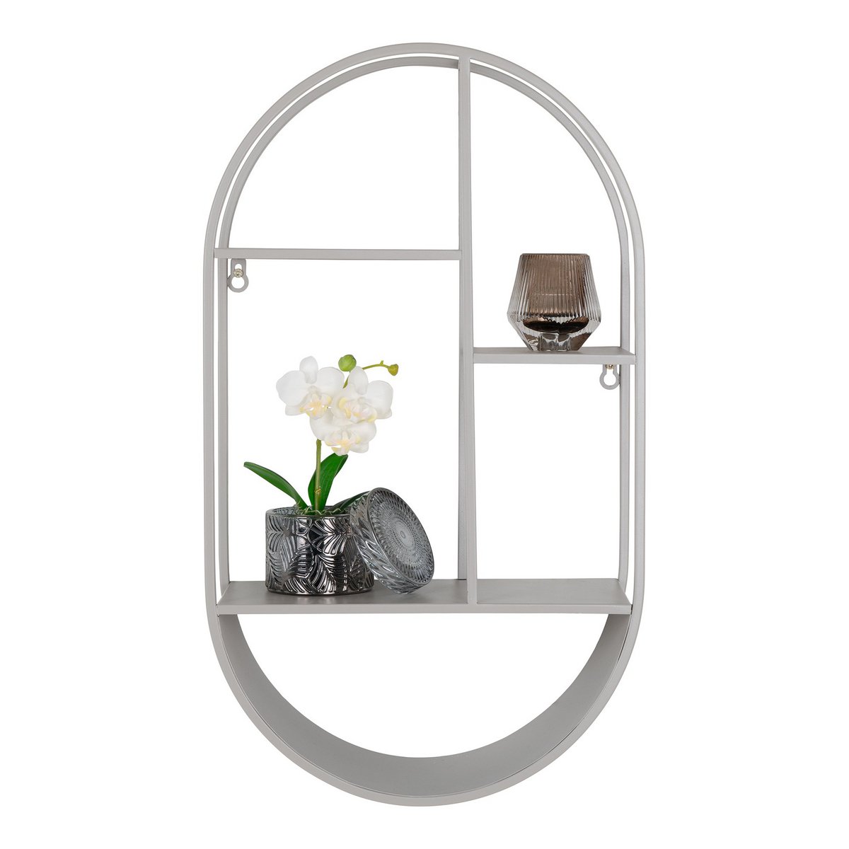 Feira Wandplank – Ovaal Design in Koel Grijs | Staal | woon-meubel.nl