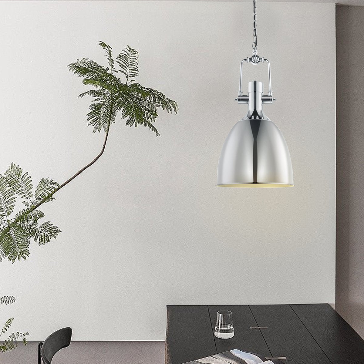 Hanging lamp Dive - chrome - 28.5x29x140cm