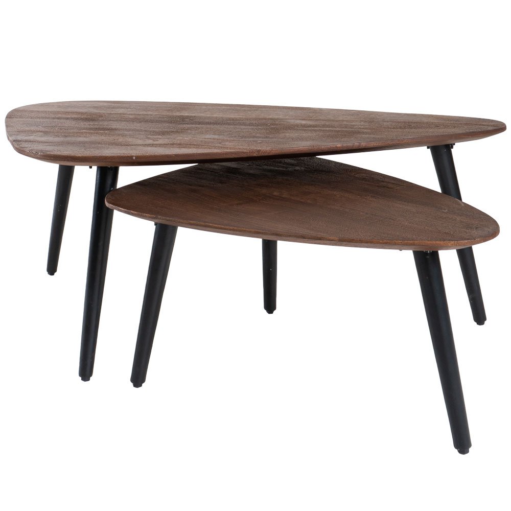Salontafel Jamal – Espresso Mangohout – Set van 2|woon-meubel.nl