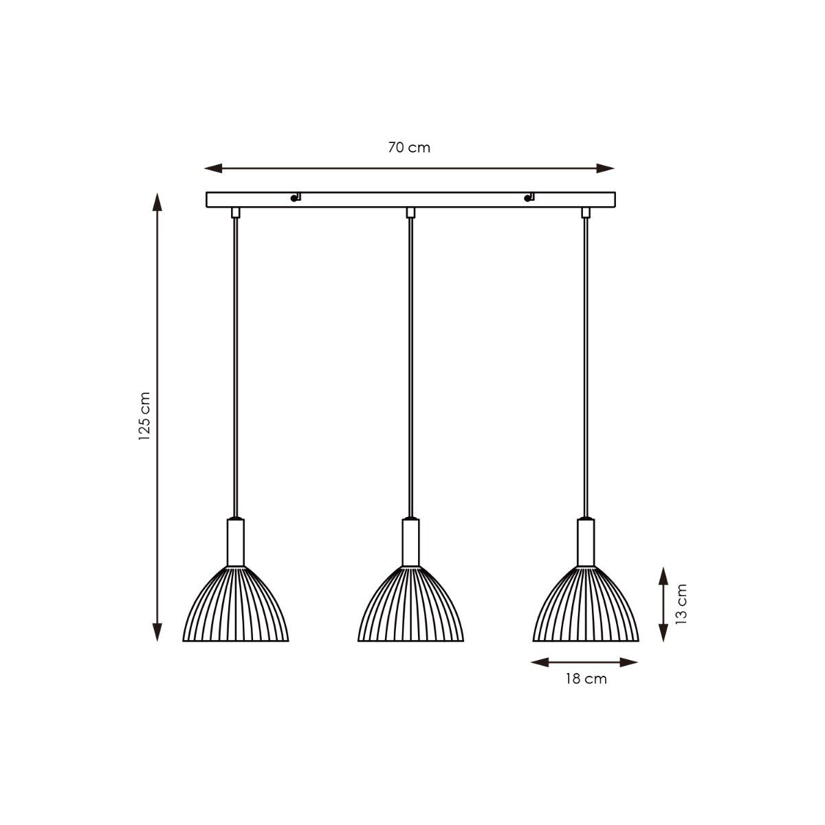 Hanging lamp Credo - Brass - 70x18x125cm