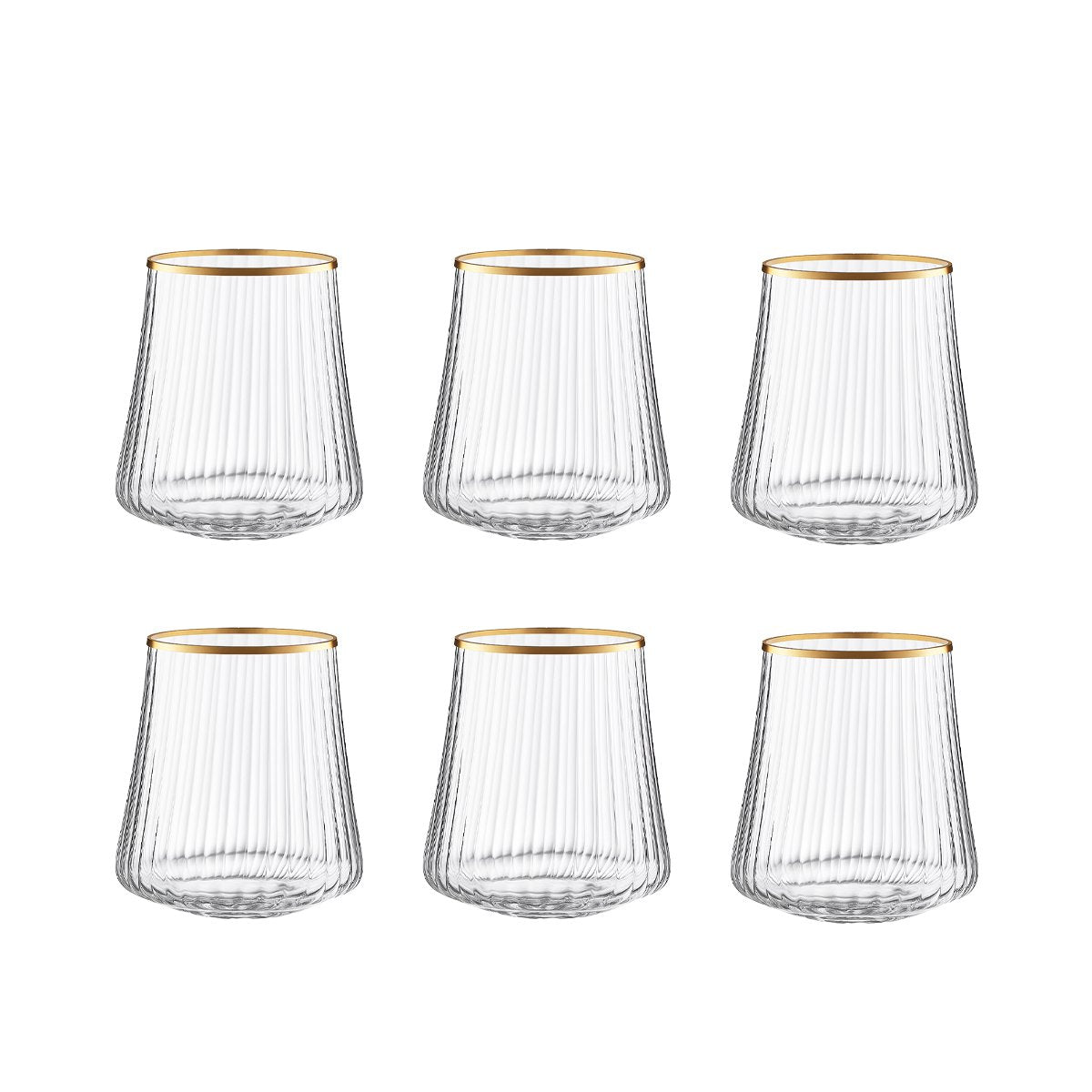 Waterglazen met Gouden Rand – Set van 6 – 350 ml – Luxe