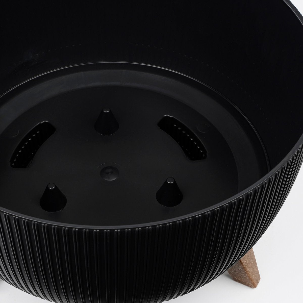 Pot de fleurs sur pieds Doppio - H22 x Ø47 cm - Plastique recyclé - FSC Mix - Noir
