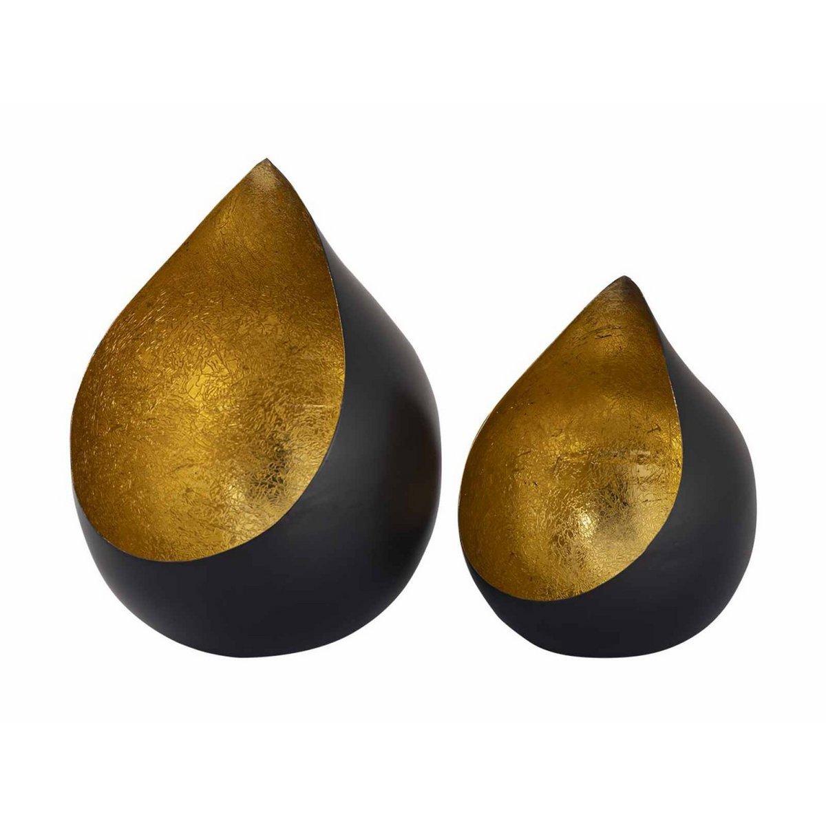 Handgemaakte Theelichthouders – Zwart & Goud – Set van 2