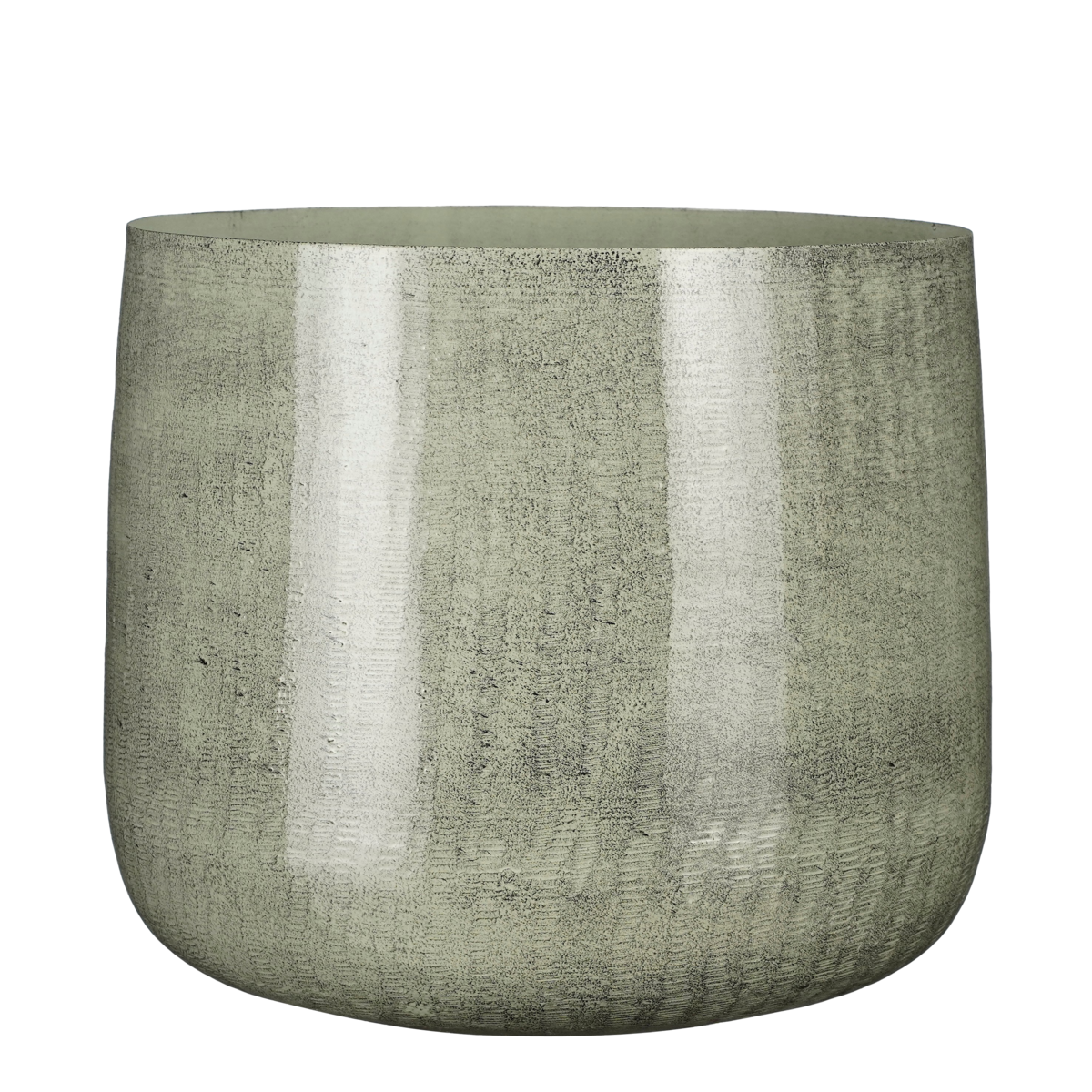 Cache-pot Benson - H27 x Ø32 cm - Métal - Gris clair