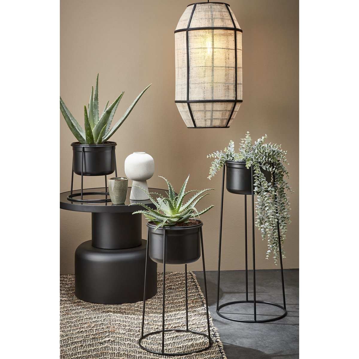 Lampe à suspension Pella - H58 x Ø33 cm - Lin - Blanc cassé