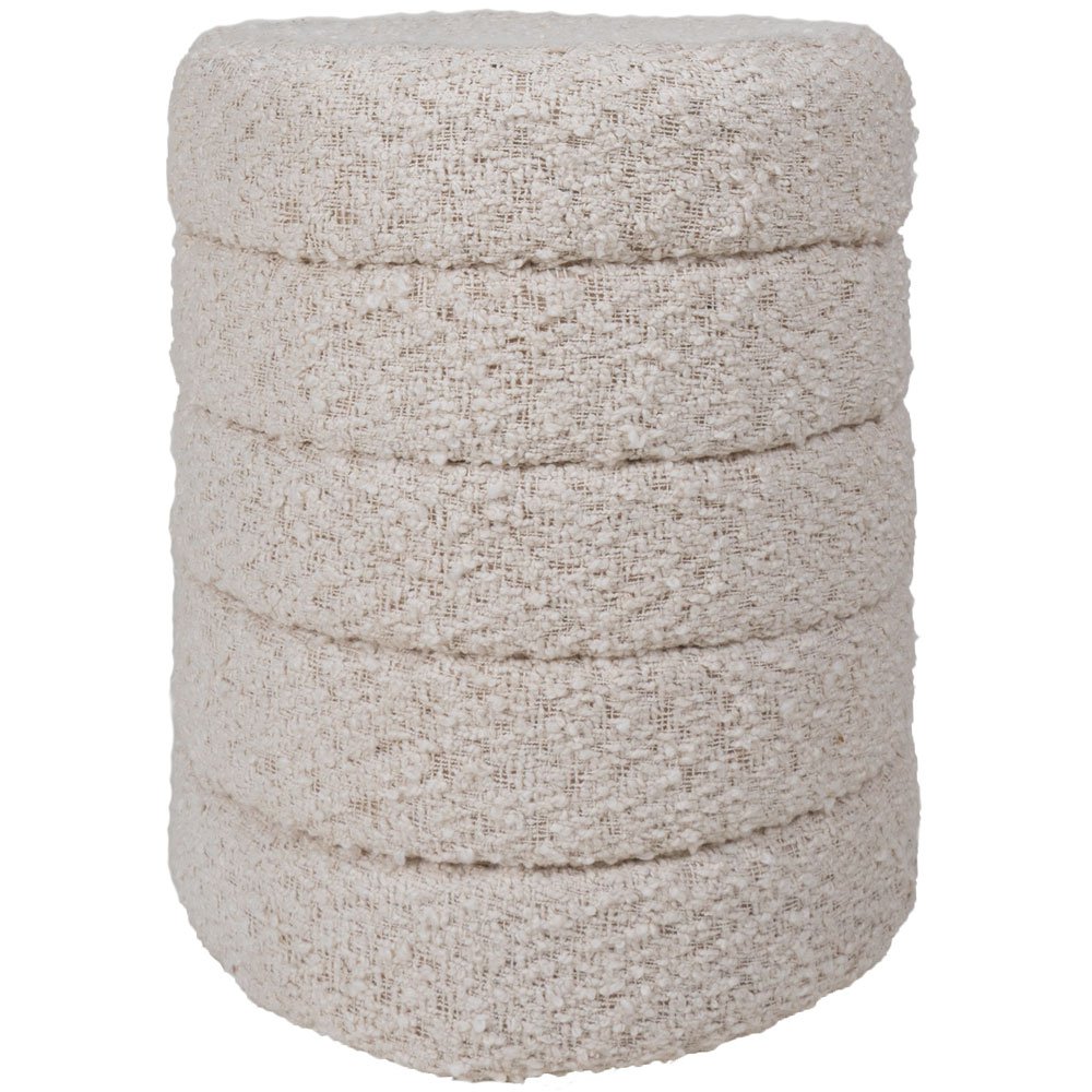 Poef Rosa Naturel Laaggelaagde patroon 53 x ø43 cm|woon-meubel.nl