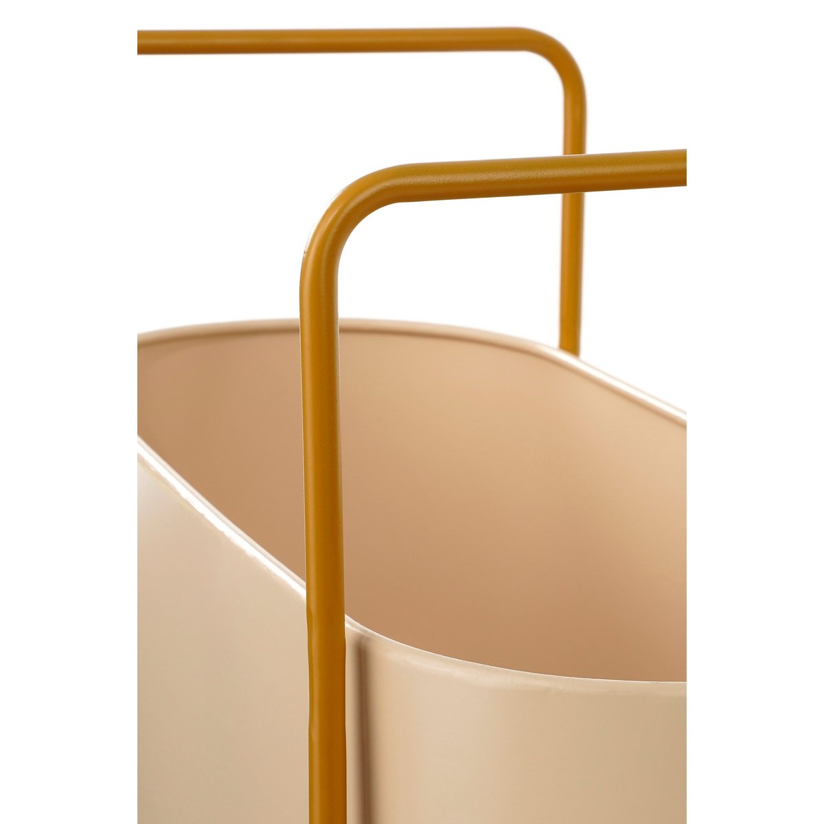 Shandy Standing Planter - Metal - Off White, Light Brown
