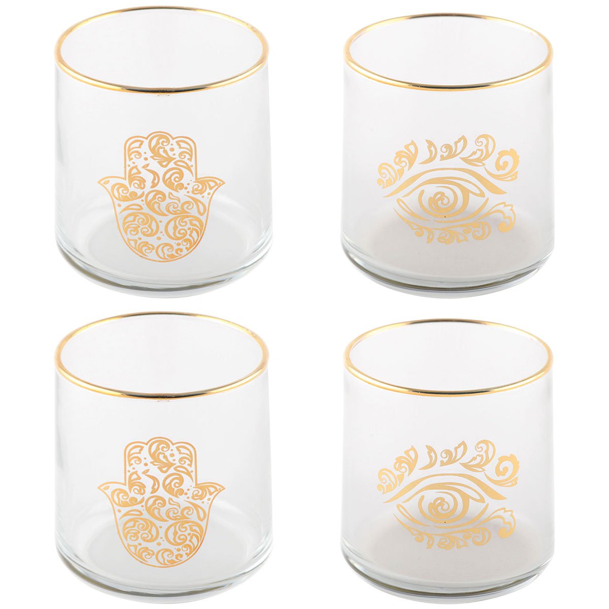 Waterglazen – Set van 4 – Fatma Hand Design met Goud