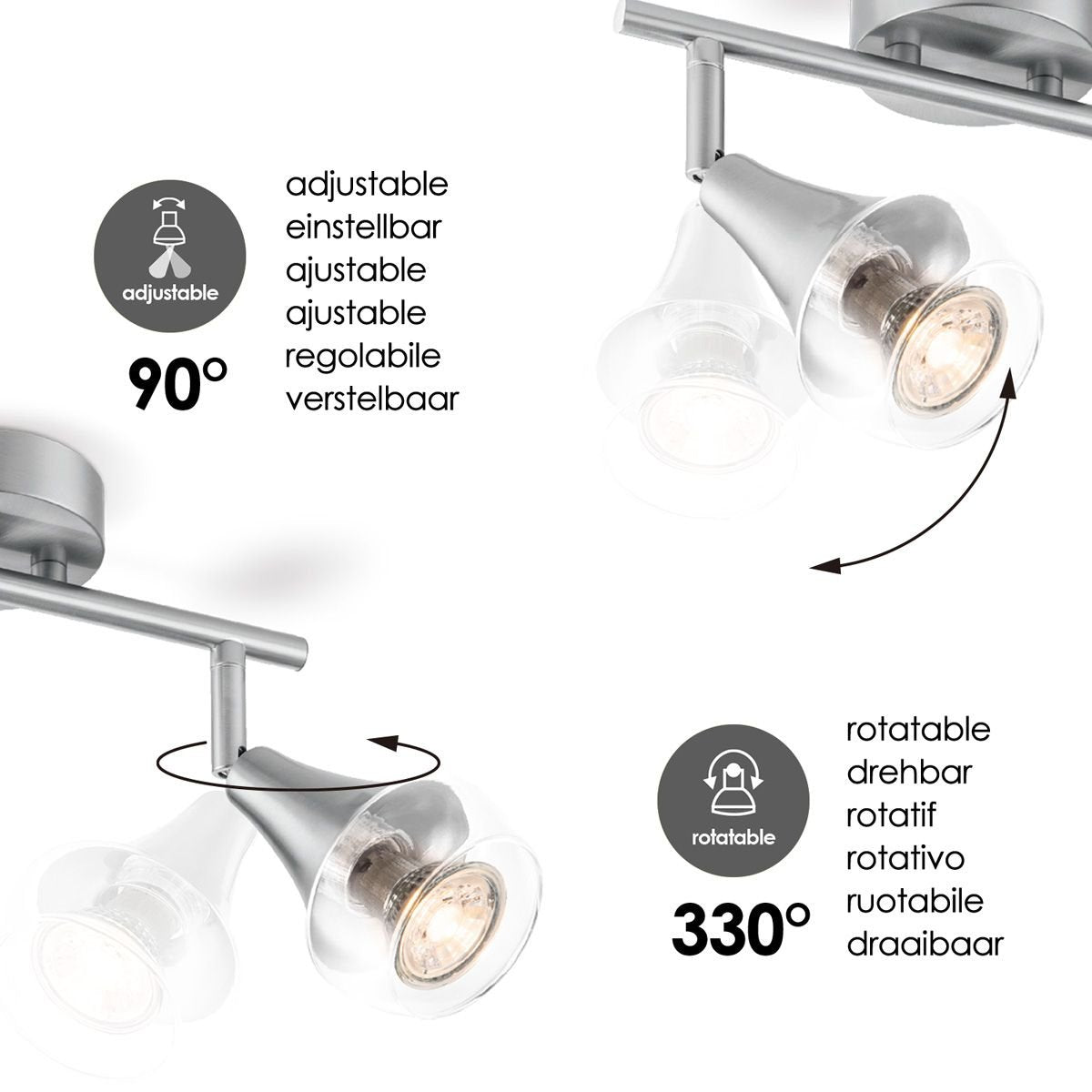 LED Surface-mounted spotlight Vaya 2 - incl. dimmable LED lamp - steel