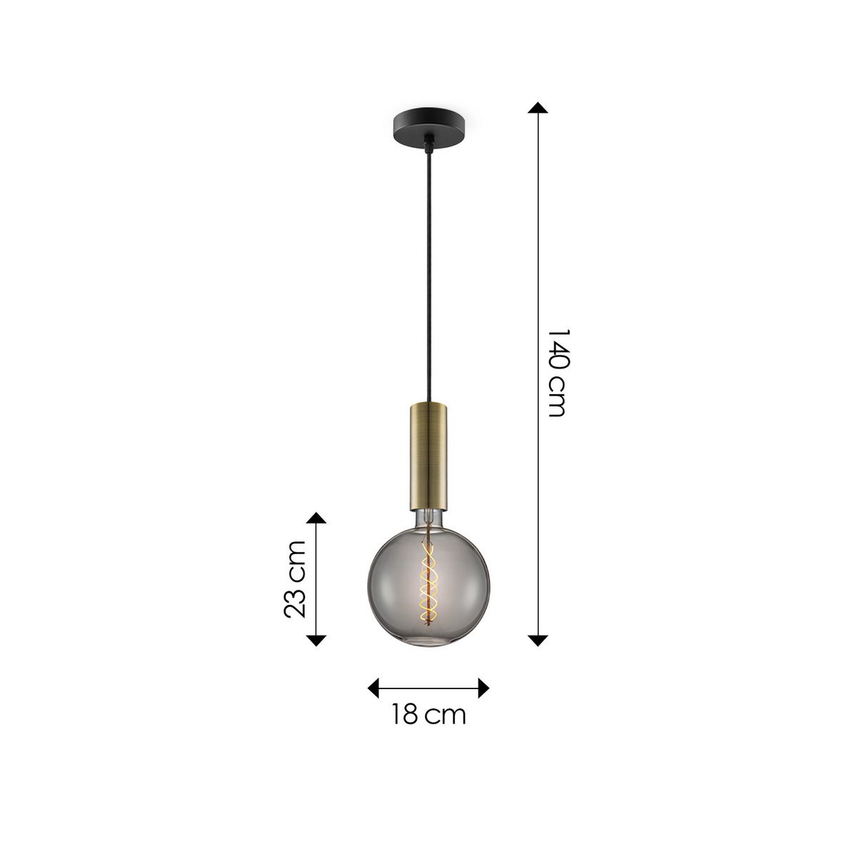 Hanglamp brons Saga - G180 - dimbaar E27 rook
