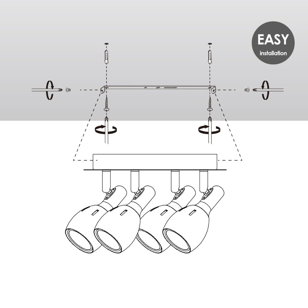 LED Surface-mounted spotlight Novi 4 - incl. dimmable LED lamp - Copper