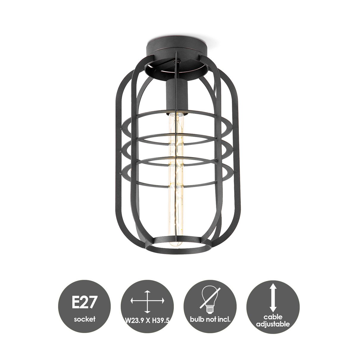 Modern LED Ceiling Lamp Nero L - black