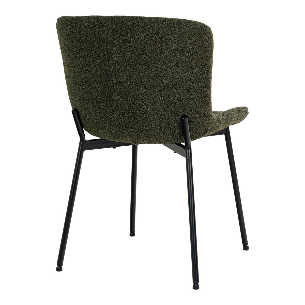 Chaise de salle à manger Maceda - Chaise de salle à manger en bouclé, vert foncé avec pieds noirs - Lot de 2