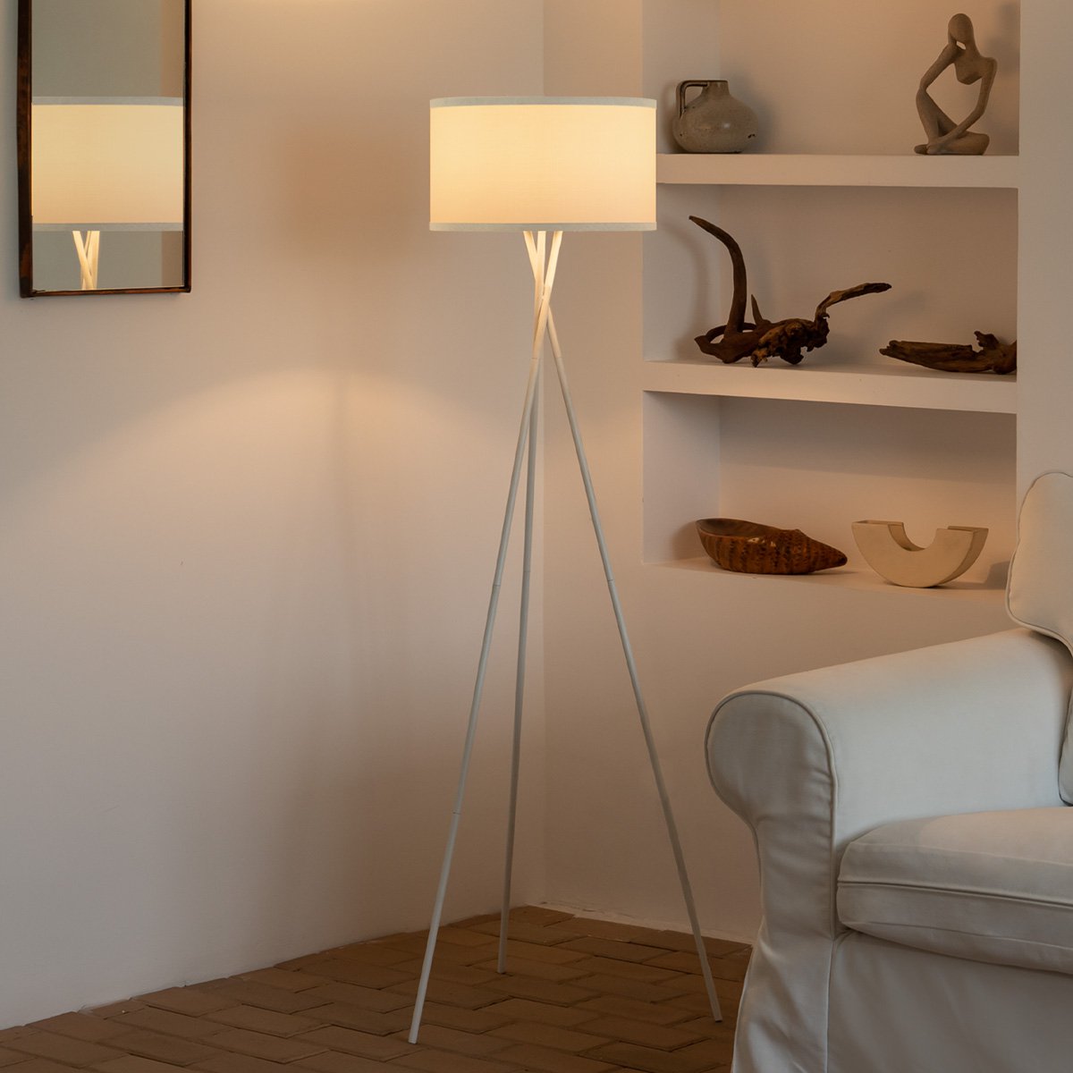 Modern Floor Lamp - Lampshade White - 53x53x138