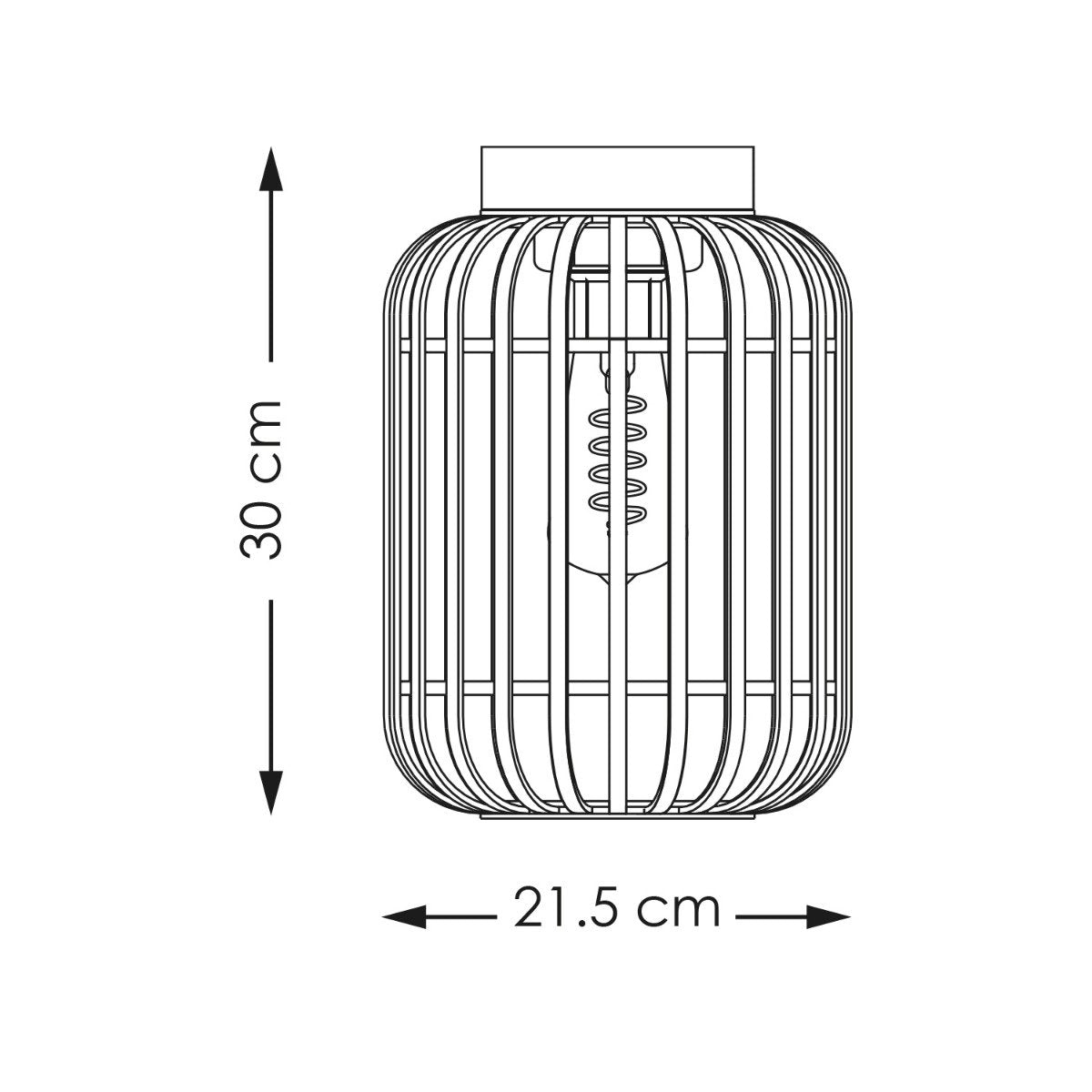 Ceiling lamp with bamboo shade 21.5 x 21.5 x 30 cm