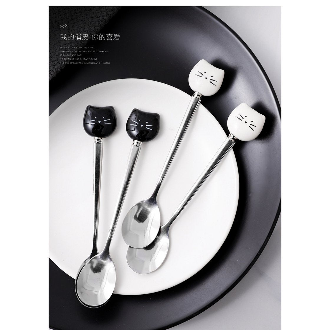 🐾 Aulica Theelepels Set – Katten Design
