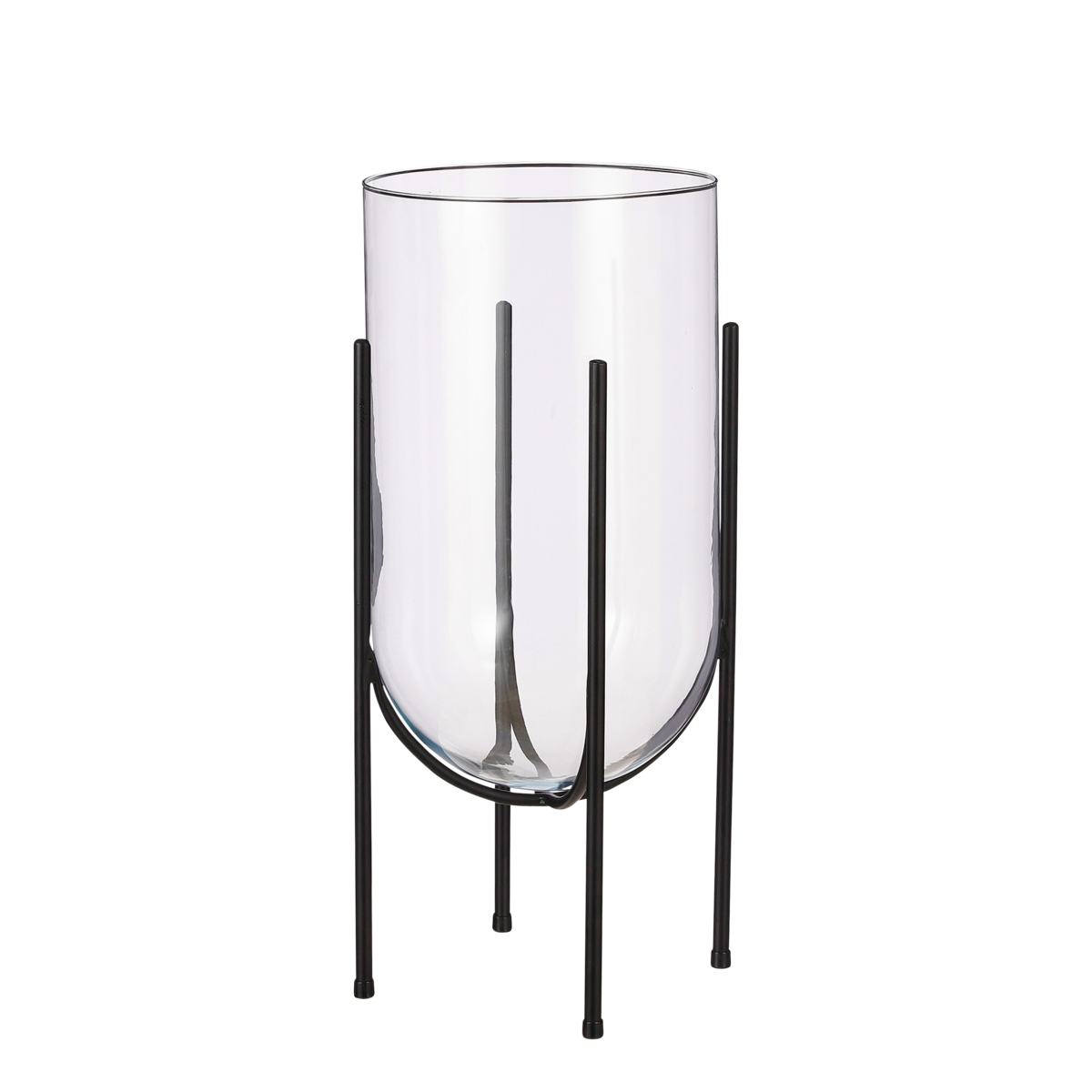 Jamey Vase on Stand - H50 x Ø24 cm - Transparent, Black