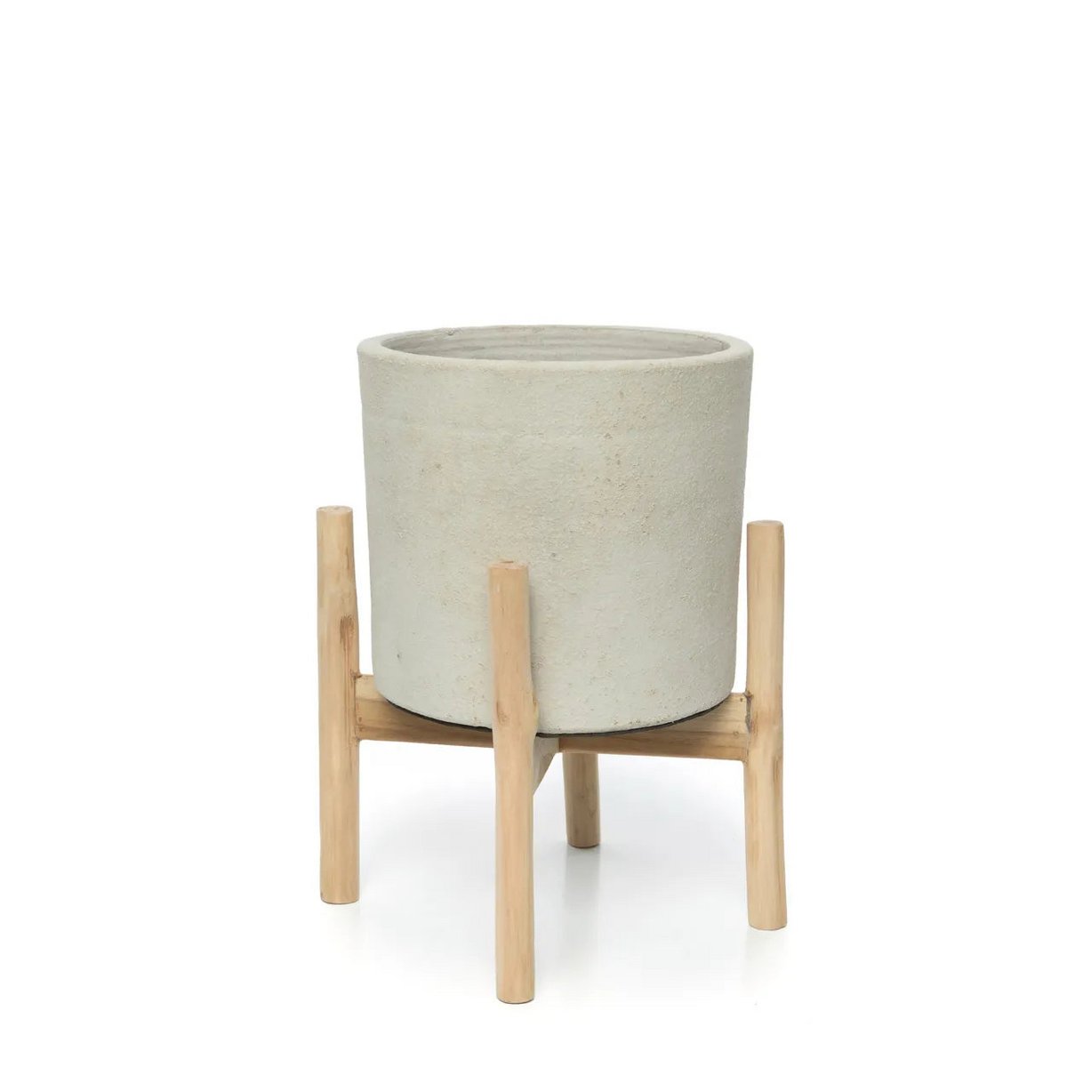 Design Plantenhouder – Terracotta & Teakhout |woon-meubel.nl