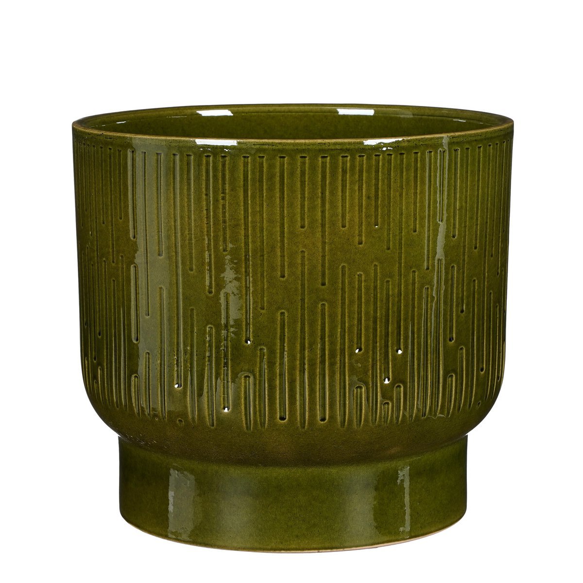 Thiago Flowerpot - H23 x Ø26 cm - Terracotta - Dark green