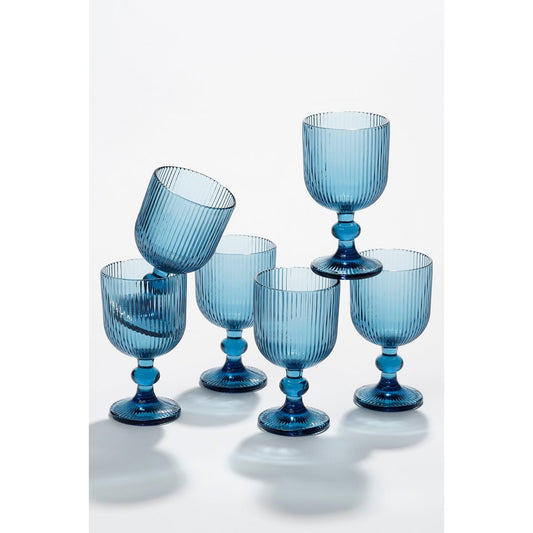 Merlot Wijnglas blauw - Set van 6 - 250 ml - Glas |woon-meubel.nl