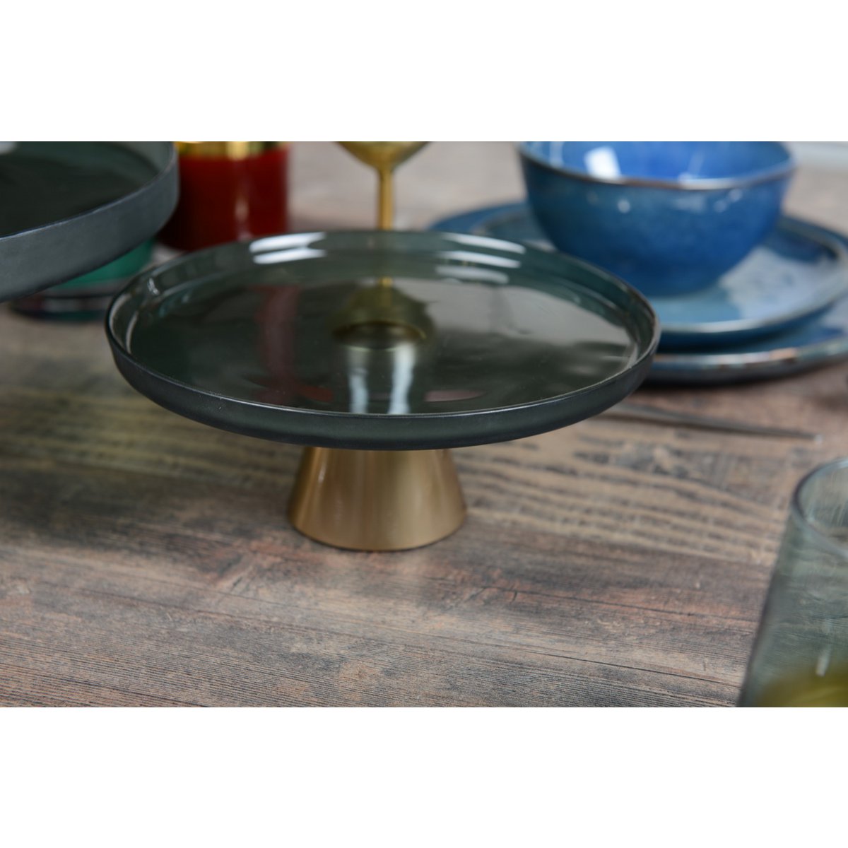 Groene Taartschaal op Voet – Glas Ø21 cm – Aulica |woon-meubel.nl
