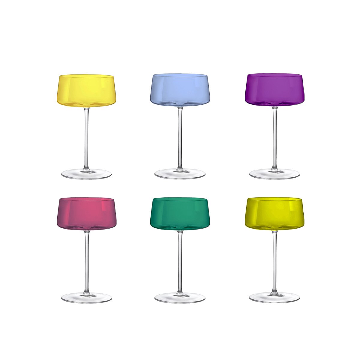 Champagneglazen Set van 6 – Luxe Glaswerk – Multicolor