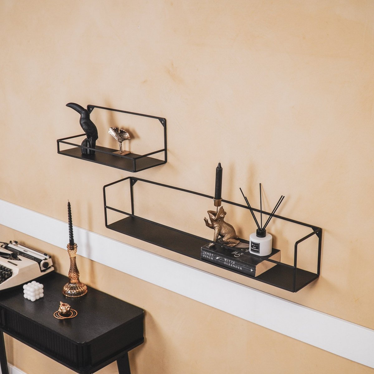 Set van 2 Wandplanken Zwart – Metaal | Housevitamin