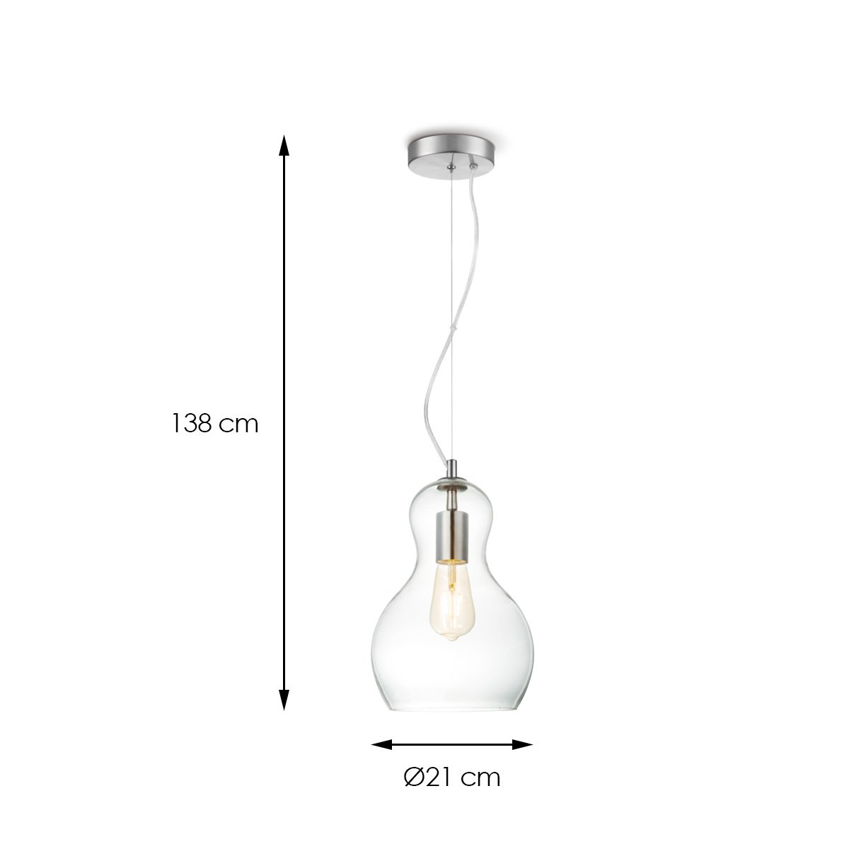 Hanging lamp Bello - Clear - 21x21x138cm